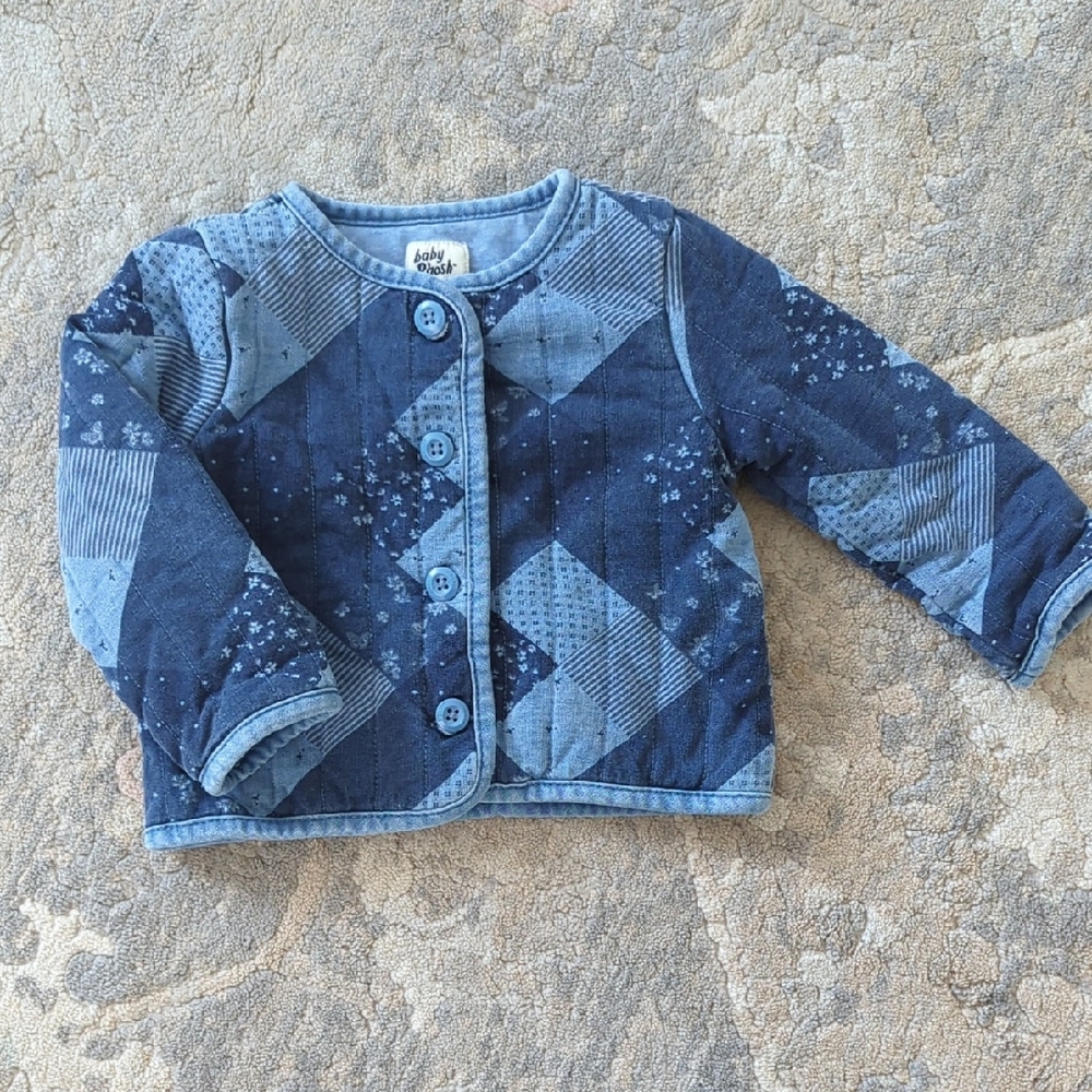 Kids Blue Quilted floral Jacket